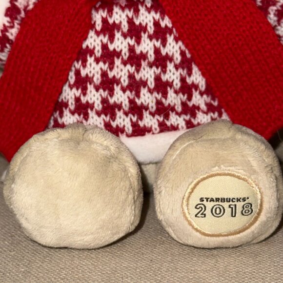 Starbucks 2018 Bearista Bear Plush Limited 146th Ed Red Hat Houndstooth Sweater - Picture 3 of 5